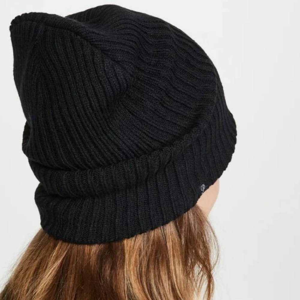 Plush - Ribbed Fleece Lined Beanie  black women